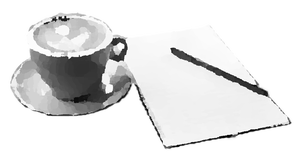 Bild Kaffeetasse mit Notizbuch